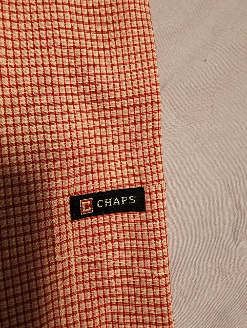 Chaps NEW W/Tags Men's Red and White Mini Check Button-Down Shirt - Picture 4 of 6
